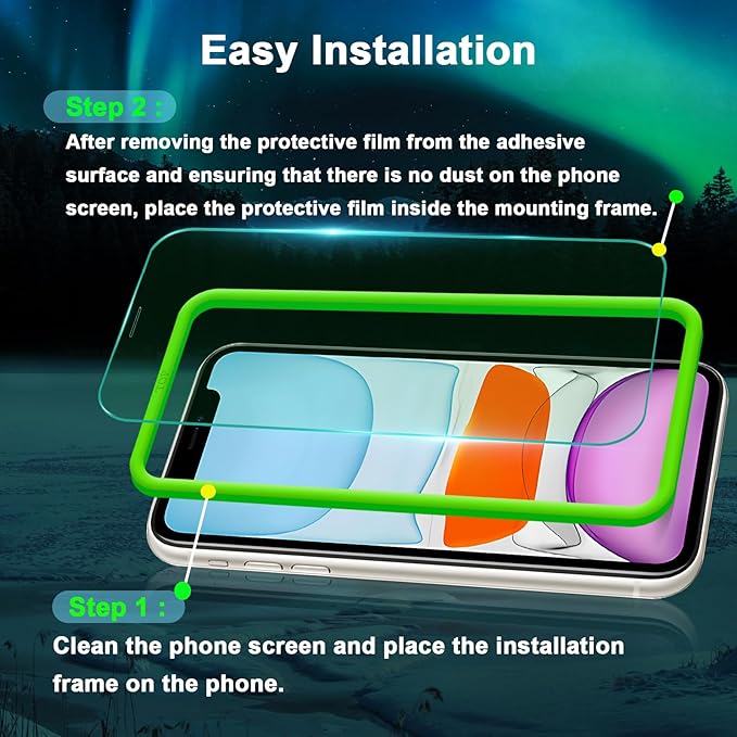 Blue Light Screen Protector for iPhone 11, iPhone XR (6.1") HD Anti Blue Light Blocking Tempered Glass Film, Eye Protection,Case Friendly, No Bubbles, with Easy Installation Kit, 3 Pack