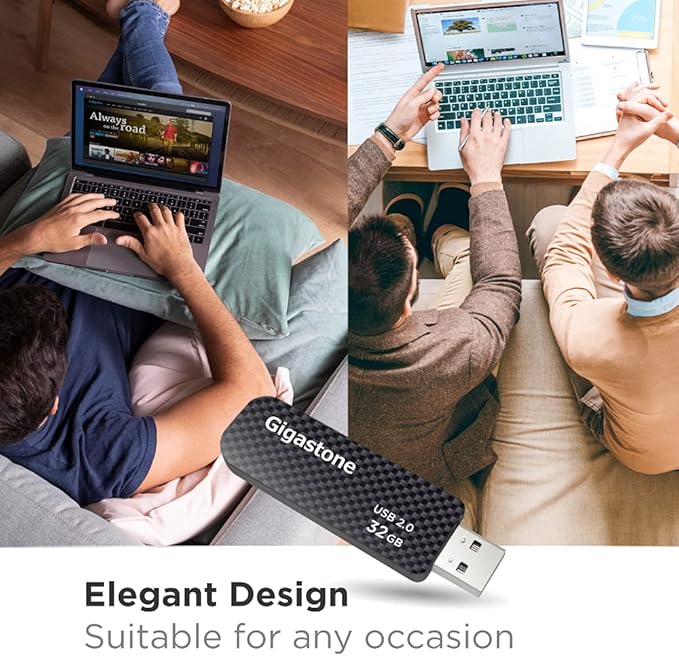 GIGASTONE V30 32GB USB 2.0 Flash Drive 5-Pack, Capless Retractable Design Pen Drive, Carbon Fiber Style, Reliable Performance & Durable