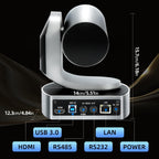 4K Conference Room Camera,PTZ Camera 20X Optical Zoom with IP/USB3.0/HDMI/RS232/RS485 for IP Live Streaming Video Conference and Church Education