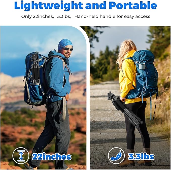 Camera Tripod, 75” Heavy Duty Tripod for Camera with Phone Holder and Travel Bag, Compatible with Video Camera, DSLR, Spotting Scopes, Camcorder, GoPro, Cell Phone, Max Load 16LB (Black)