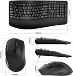 Wireless Keyboard and Mouse Combo, Full Size Wave Keys Ergonomic 2.4G Keyboard with Wrist Rest for Natural Typing, 3 DPI Adjustable Ergonomic Silent Mouse for Computer/Laptop/Windows/Mac (Black)