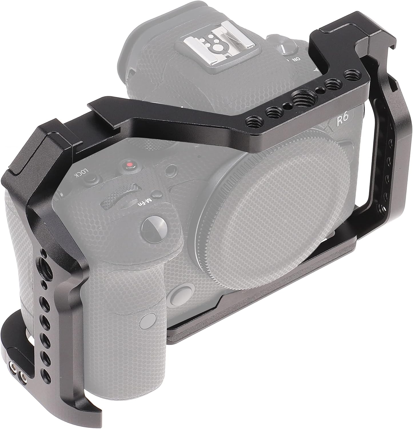 Hersmay R5 R6 Cage with Top Handle,Aluminium Alloy Camera Cage for Canon EOS R5 R6 Mirrorless Cameras, Vlogging Video Shooting Filmmaking Rig Stabilizer with 1/4" Mounting and 3/8" Arri Locating Hole