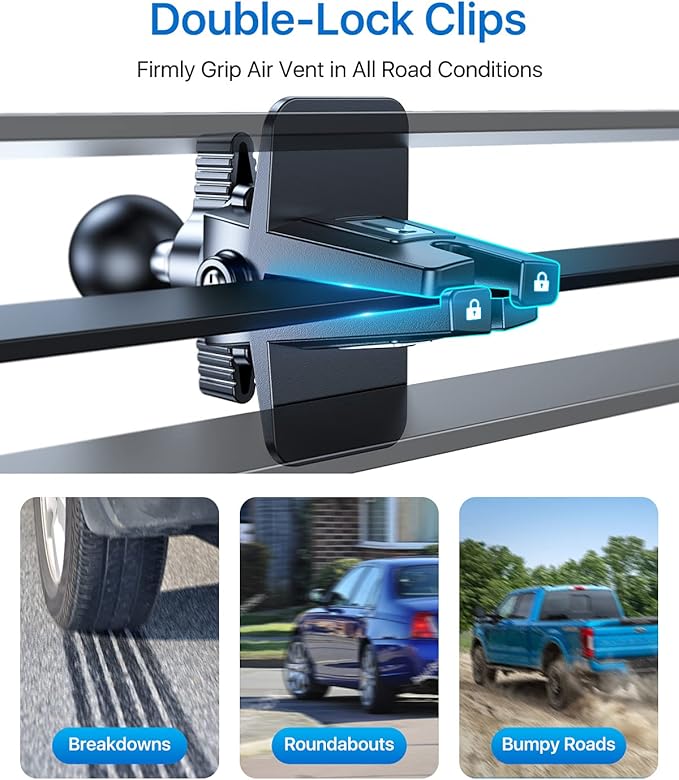 andobil 2025 Upgraded Car Phone Holder Mount for Vent, Military Sturdy Metal Clip Air Vent Phone Holder for Your Car Easy Used Cell Phone Car Mount for iPhone 16 15 14 13 12 Pro Max Samsung S25 S24