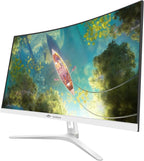 CRUA 27" Curved White Monitor, Full HD(1920x1080P) VA Panel 1800R 100HZ 120% sRGB Professional Computer Monitors, 3Sides Frameless, Flicker-Less,Blue Light Filter, for Office & Gaming (VGA, HDMI)