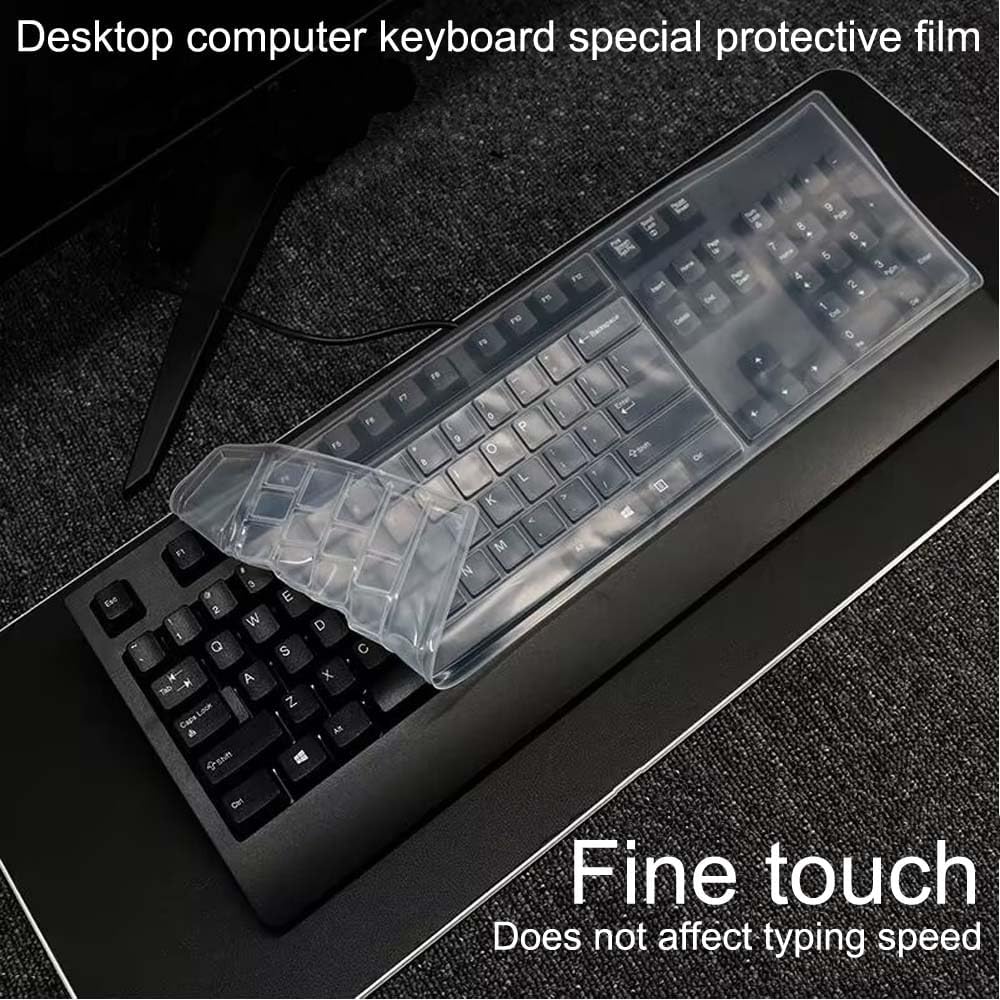 Universal Clear Desktop Computer Keyboard Protection Skin Protector Cover for PC 104/107 Keys Standard Keyboard,Ultra Thin Desktop PC Silicone Waterproof Dustproof Keyboard Cover (Type-A)