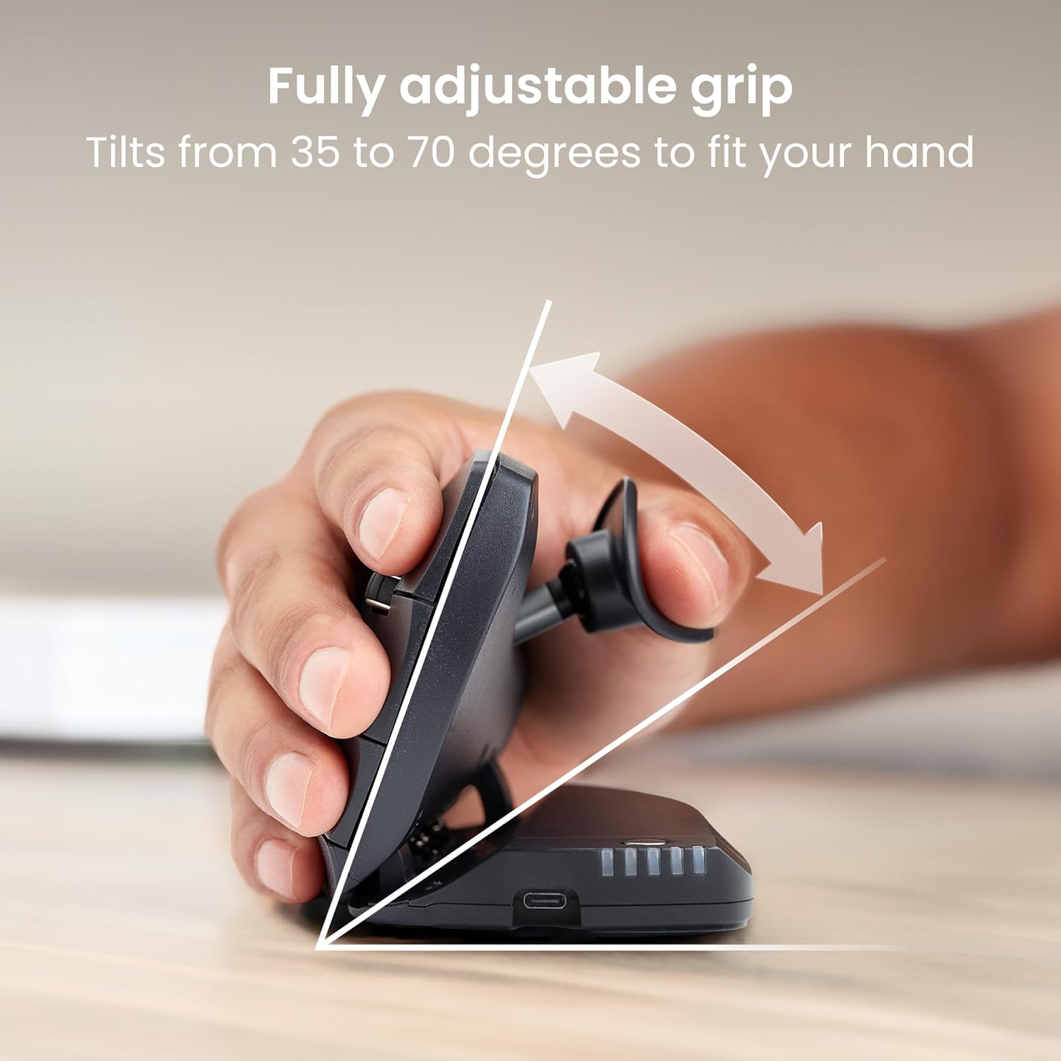 Contour Unimouse Ergonomic Vertical Mouse – Adjustable 35°-70° Angle, Customizable Thumb Rest, Rechargeable Battery with Long Life, 6 Programmable Buttons, Ideal for All Day Comfort and Pain Relief 