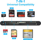 xD-Picture Card Reader USB 3.0, Multi-Card Reader for xD/CF/MS/SD/TF, 7-in-1 Memory Card Reader/Adapter for Windows, Mac, Linux (USB-A)