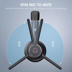 (2025 Upgraded) Wireless Headset with Mic for Work, Bluetooth Headset with Noise Canceling Microphone, Wireless On Ear Headphones with USB Dongle and Mute Mic for Computer