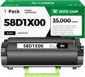 58D1X00 Toner Cartridge with Chip 1-Pack Black Extra High Yield Compatible Replacement for Lexmark MS725 MS821 MS822 MS823 MS824 MS825 MS826 MX721 MX722 MX725 MX822 MX824 MX826 Laser Printer Ink dn