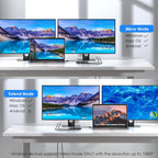 WAVLINK USB C and USB 3.0 to Dual 4K DisplayPort/HDMI Adapter, Displaylink Monitor Splitter Extended Display for Dual Monitor 4K@60Hz, HDMI/DP Splitter Compatible with Mac M1-M4,Window Laptop-Silver