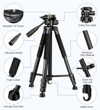 JOILCAN Tripod for Camera, 67" Heavy Duty Camera Tripod, Phone Tripods for Video Recording Photo Vlog, Aluminum Tripods with Holder & Travel Bag for Cameras DSLR iPhone Projector Laser
