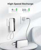 1 Pack Portable Charger with Built-in USB-C Cable & Plug, 10,000mAh 5V/4.5A Power Bank Fast Charging 22.5W, Travel Essential Battery Pack 3 Output for iPhone 16/15 Series, Samsung Galaxy, iPad