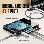 2TB Docking Station External Hard Drive Storage, USB-C Hub + HDD 7-in-1, USB 3.0, SD/TF Card, HDD for Windows, Mac, Android, TV, Phone, Laptop, Desktop, PC