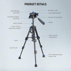 NEEWER Basic Mini Desk Tripod for Camera with 3 Way Pan Tilt Head & Handle, Small Portable Metal Tabletop Selfie Stick Stand with 1/4" Screw for DSLR Vlog Video Recording, Max Load 13.2lb, TP02