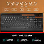 Trueque Wireless Keyboard and Mouse Combo - Full-Size Quiet Keyboard with Palm Rest, Phone Holder, Multimedia Keys, Power Switch, Compatible with Windows, Chrome OS, PC, Laptop (Batteries Included)