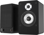 LONPOO Powered Bookshelf Speakers for Record Player,2.0CH Bluetooth Active Near Field Monitors with 1-inch Silk Domed Tweeter and 4-inch Aluminium Speaker for Home Theater, 100 Watts RMS