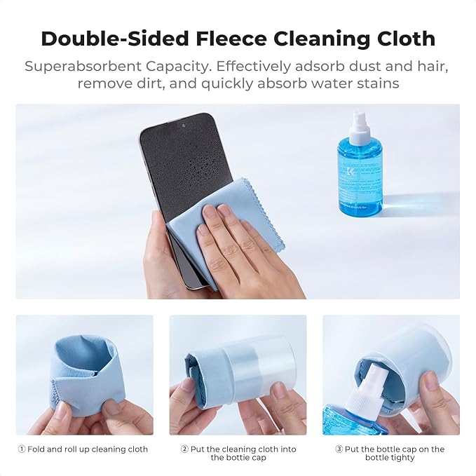 KF Concept Screen Cleaner Spray, with 2 Microfiber Cleaning Cloth, Touchscreen Cleaning Kit for LCD LED DVD TV, Smartphone, iPad, Laptop, Tablet Monitor, Computer Monitor, Electronic Devices (200ml)