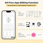 SUPVAN T50M Pro Bluetooth Label Maker Machine with 3 Tapes, Wide Waterproof Label, Versatile App with 40 Fonts and 650+ Icons, Inkless Labeler for Home, Kitchen, School, Office Organization, Black