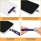 AULEEP Phone Wrist Strap for Women Men - Anti theft Phone Lanyard for Phone Case, iPhone, Cute Phone Wristlet, Hand Strap with 2 Tabs, PhoneChain, Bracelet Strap, Purple