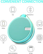 INSMY C12 IPX7 Waterproof Shower Bluetooth Speaker, Portable Small Speaker, Speakers Bluetooth Wireless Loud Clear Sound Support TF Card Suction Cup for Outdoor Kayak Canoe Beach Gift (Mint)