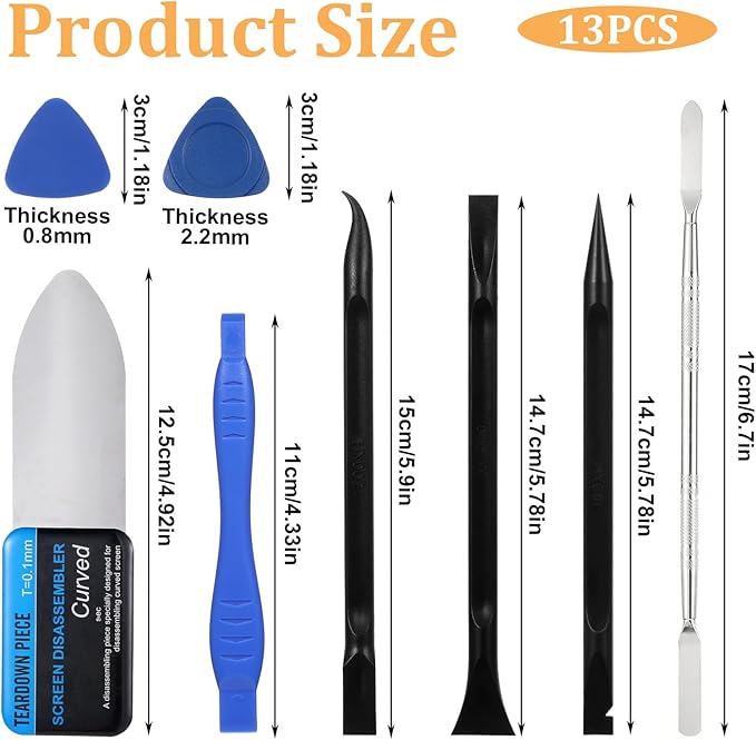 13 Piece Spudger Pry Tool Kit, Plastic & Metal Spudger Set Electronic Product Repair Tool Kit for Cell Phone Computer Eyeglasses Small Digital Appliances
