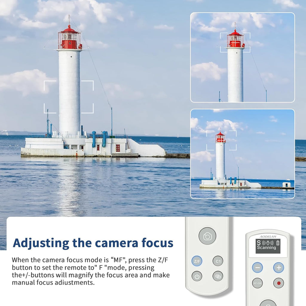 Camera Rechargeable Shutter Release for Sony, AODELAN Wireless Remote Control Zoom Focus Record Compatible with Sony ZV-E10,ZV-1F,ZV-1,A6400,A6700,A7C,A7III,A9,A9 II,DSC-RX0 II,Replace RMT-P1BT(White)