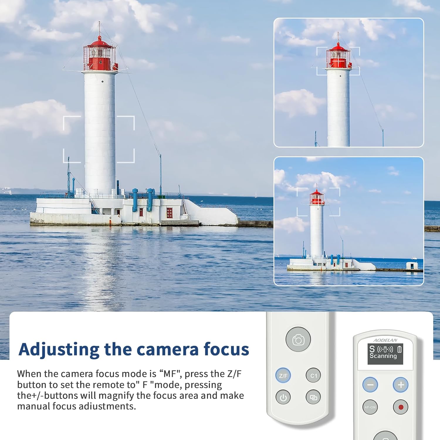 Camera Rechargeable Shutter Release for Sony, AODELAN Wireless Remote Control Zoom Focus Record Compatible with Sony ZV-E10,ZV-1F,ZV-1,A6400,A6700,A7C,A7III,A9,A9 II,DSC-RX0 II,Replace RMT-P1BT(White)