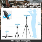 SIRUI Lightweight Carbon Fiber Travel Tripod, 6kg Load Capacity Compact Camera Support with Carry Bag, Portable for DSLR Mirrorless Cameras, Max Height 54" for Hiking Vacation Vlogging