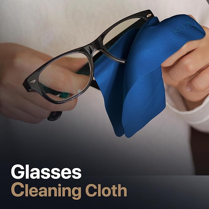 Kuzy 3 Pack Premium Microfiber Cleaning Cloth - Large Reusable Cloth for Glasses, Screens, MacBook Laptops, TVs, and Electronics - Scratch-Free, Lint-Free Cleaner, 3 Pack - Navy Blue