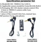 for Leica SL2 SL3 SL2S The Camera Releases The Shutter Cord Remote Control RC101-sl2 Remote 1/4 Screw Fixing Small Release Button Handle、 Hand Handle, cage Accessories (RC101-SL2)