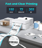 ORGBRO Bluetooth Thermal Shipping Label Printer, Z1-Plus Wireless 4X6 Shipping Label Printer for Small Business Office or Home Support iPhone Android Windows macOS Chrome Amazon Ebay Shopify USPS
