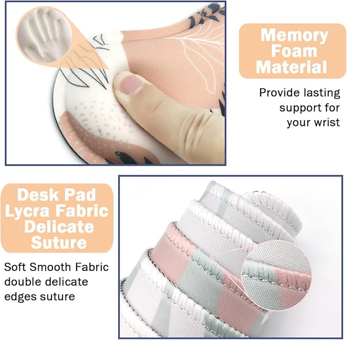 Keyboard Mouse Pad Set, Extended Mouse Pad+Keyboard Wrist Rest Support, Memory Foam Ergonomic Easy Typing, 4Pcs (35.4×15.7 in) Desk Pad Set for Home Office Study Game - Minimalist