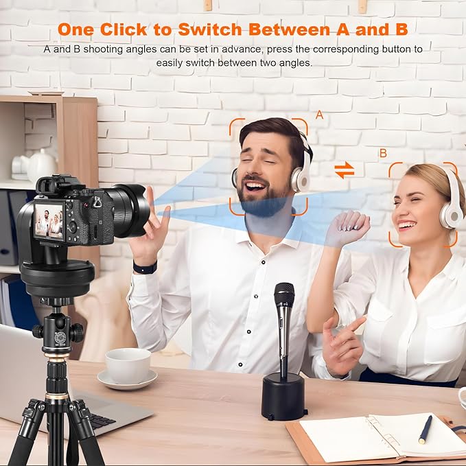 Soonpho M2 Motorized Rotating Panoramic Tripod Head, Remote Control Pan Tilt Head with Remote Control and Mobile Phone Clip for DSLR Cameras, Camcorders, Smartphones, Tripod,