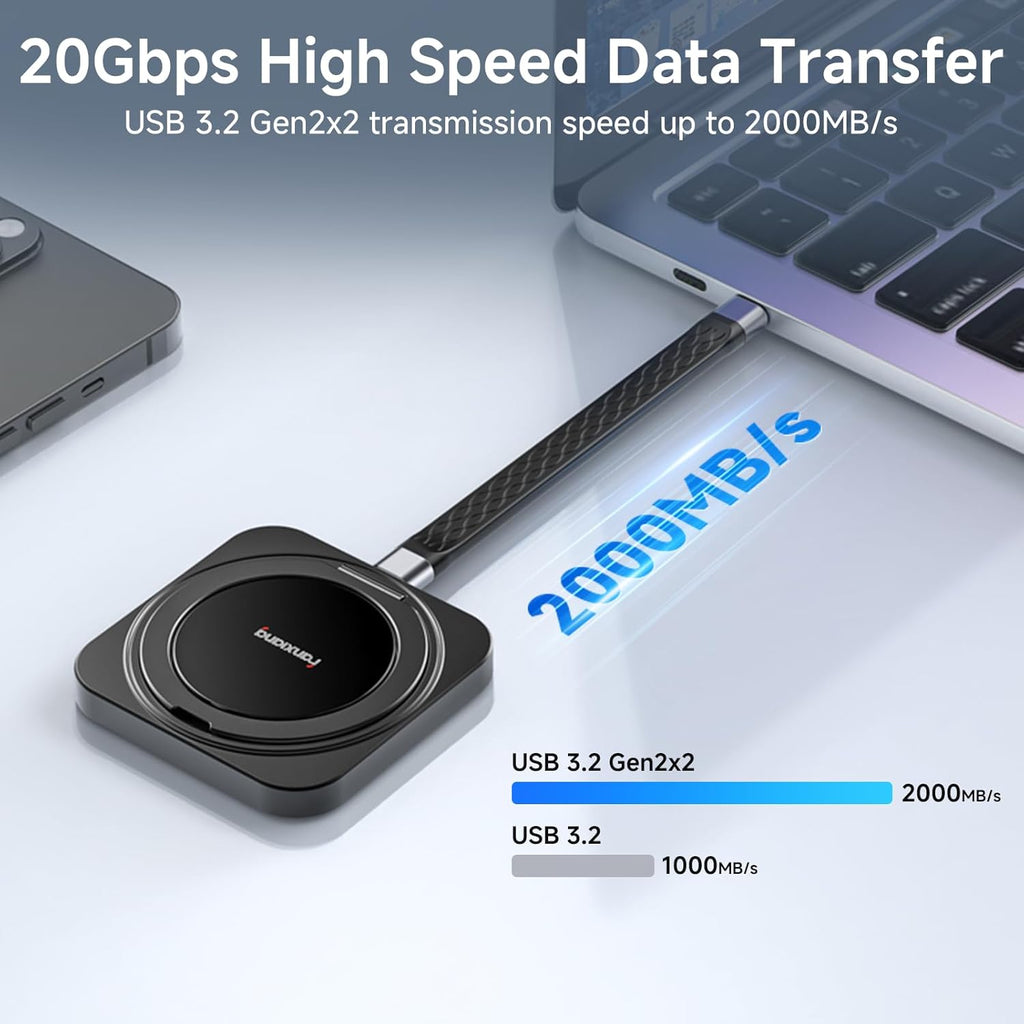 fanxiang 2TB Magnetic Portable SSD with 360° Rotating Stand, Up to 2000MB/s, USB-C 3.2 Gen 2x2 External Solid State Drive,Compatible with iPhone 15/16, Android,Mac, PC, and Tablets