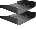 RIVECO 2U Server Rack Shelves for 19" Network Cabinet, Rack Mount Vented Cantilever Trays for Deep IT & Audio Equipment, 18" Depth, 2 PCS Black