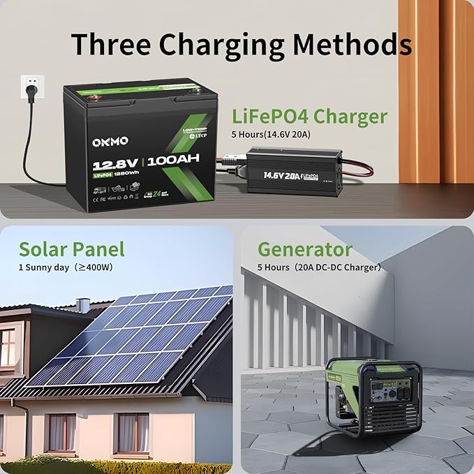 OKMO 12V 100Ah LiFePO4 Battery,Group 24 Lithium Battery 100A BMS，10 Years Lifetime 15000+ Deep Cycles,for Marine, RV, Trolling Motor, Boat, Camper, Solar Home Storage Iron Phosphate Battery