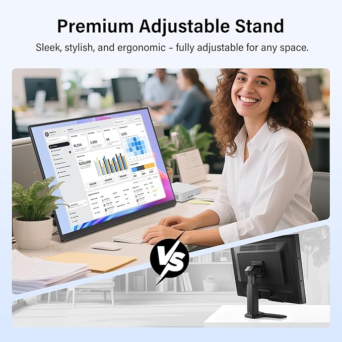 Innoview 23.8” 4K Large Portable Monitor, UHD (3840*2160) 100%sRGB IPS Speakers USB-C HDMI Work Home Second Monitor W/180°Adjustable Stand for Laptop, Desktop, Macbook, Phones, Tablet, PS5/4, Switch