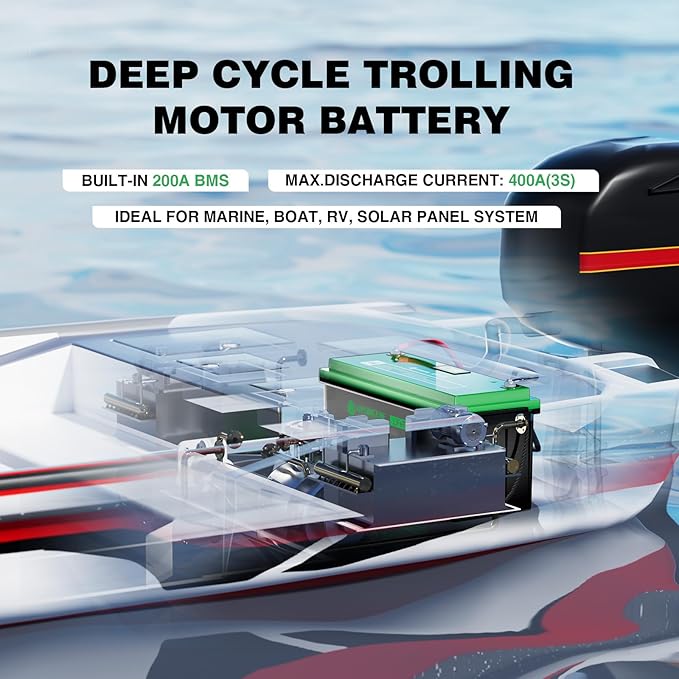 12V 200Ah LiFePO4 Lithium Battery Built-in 200A BMS, Max.2560Wh Energy, 10 Years Lifetime 15000+ Cycles, Perfect for RV Solar Energy Storage Marine Trolling Motor -2 Packs