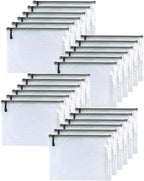 Oaimyy-24PCS-5 x 7"-Mesh Zipper Pouch, Plastic Zip File Folders Puzzle Bags for Organizing,Office Supplies,Travel,Home Storage-Black