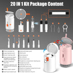 walrfid 2pcs White Pink Computer Keyboard Cleaner Kit, Laptop Screen Cleaning Spray for iPhone AirPod Phone MacBook iPad, 20-in-1 Electronic Clean Brush Tool for Earbud iPod TV Earphone Camera