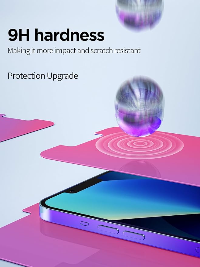 Compatible for iPhone 13/13 Pro/16e/iPhone 14 Privacy Screen Protector Tempered Glass 6.1 Inch, Pink Gradient Anti Spy Anti Blue Light HD Easy Installation