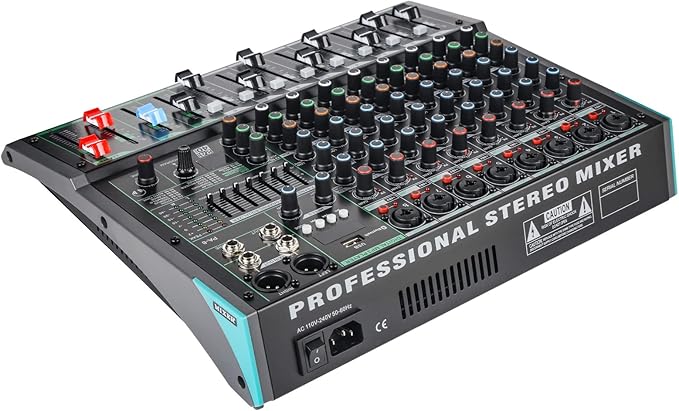 8 Channel Dj Mixer, Dj Board for Pa Stage systems with 99 Kinds of DPS Digital Effects,Echo+Delay Effect,Mic/Line XLR+6.35mm Input, AUX, Usb,MP3 Player,Recording Headphone Jack,PA-8