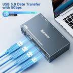 HDMI Displayport Hybird KVM Switch 2 Monitors 2 Computers 8K@60Hz 4K@144Hz, Aluminum Dual Monitor KVM Switches for 2 PC Share 2 Monitor and 4 USB Devices, Support Extended/Copy Mode,Cables Included