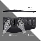 Perixx Periduo-505, Wired USB Ergonomic Split Keyboard and Vertical Mouse Combo with Adjustable Palm Rest and Short Tactical Membrane Keys, US English Layout