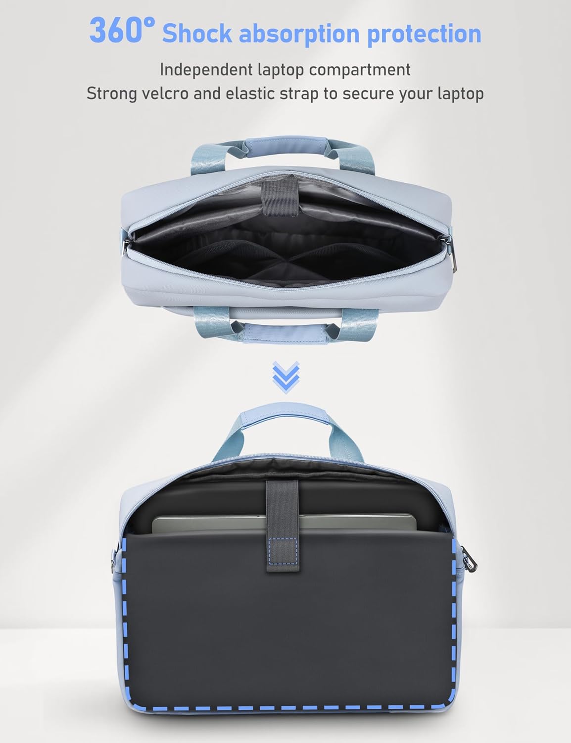 15-16 Inch Laptop Shoulder Bag Business Briefcase Water Resistant Computer Messenger Bags Compatible with MacBook Pro 16, MacBook Air 15 M4, HP, Dell, ASUS Notebook, Blue