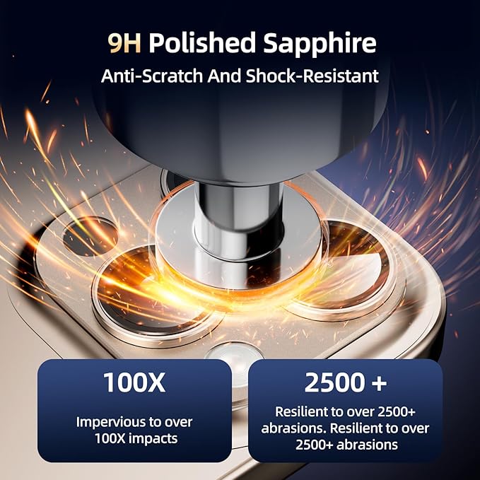 Compatible with iPhone 16 Pro Camera Lens Protector,[AR Anti-Reflection][Strong Adsorption][Shatterproof] 9H Metal Tempered Glass Re-AR Full Coverage Camera Screen Cover,Gold