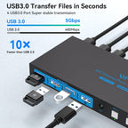 8K@60Hz DisplayPort KVM Switch 4 Computers 1 Monitor USB3.0 4K120Hz 4 Ports DP KVM Switches 4 in 1 Out for 4 Computers Share 1 Monitor and Keyboard Mouse etc. with 4 USB Cable and Controller