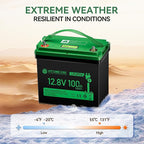 12V 100Ah LiFePO4 Lithium Battery, Mini Deep Cycle Rechargeable LiFePO4 Battery, Max.15000 Cycles Built in 100A BMS for RV, Trolling Motor, Camping, Marine, Solar, Home Energy Storage(1 Pack)