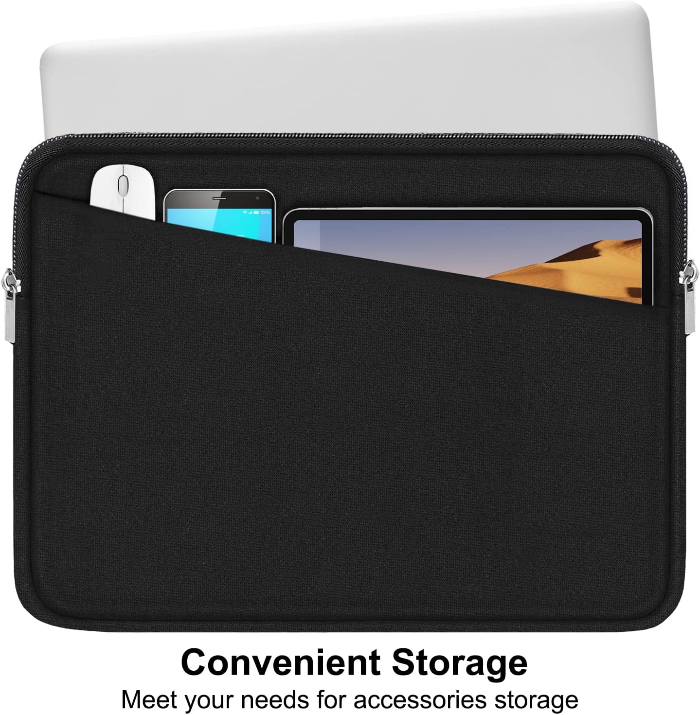 15 Inch Laptop Sleeve, Durable Computer Carrying Bag Protective Case Cover Briefcase Handbag with Front Pocket, Slim Laptop Case Cover for 15.4 Inch HP, Dell, Lenovo, Asus, Notebook, Black