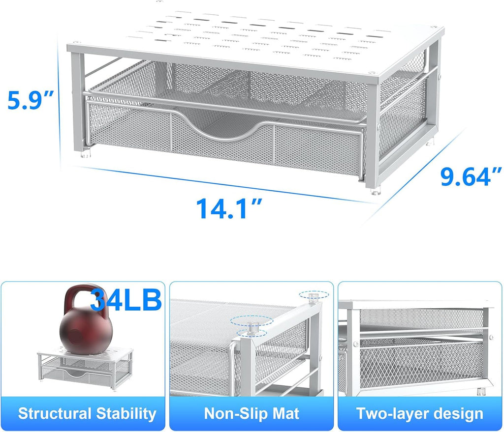 gianotter Computer Monitor Stand Riser, office organizer with Drawer, Office Organizers Storage for Classroom Office Supplies (White)
